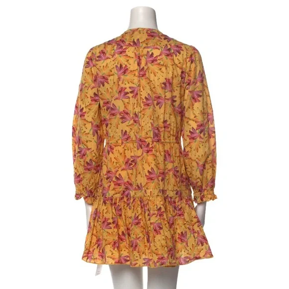 Farm Rio Yellow Floral Long Sleeved Mini Dress Size Small - Picture 6 of 6